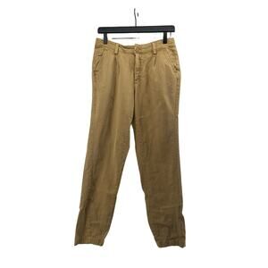 Anthropologie Scout Slim Pleated Pants Size 26 Tan Brown Embroidered Stripes